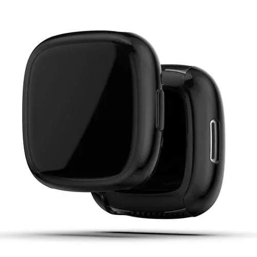 Funda TPU Electroplating para Fitbit Versa 4 Cobertura Completa (Negro)