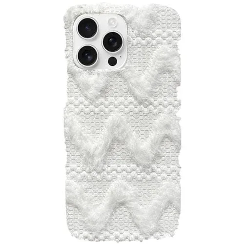 Funda TPU para iPhone 16 Pro Max Textura de Felpa (Blanca)