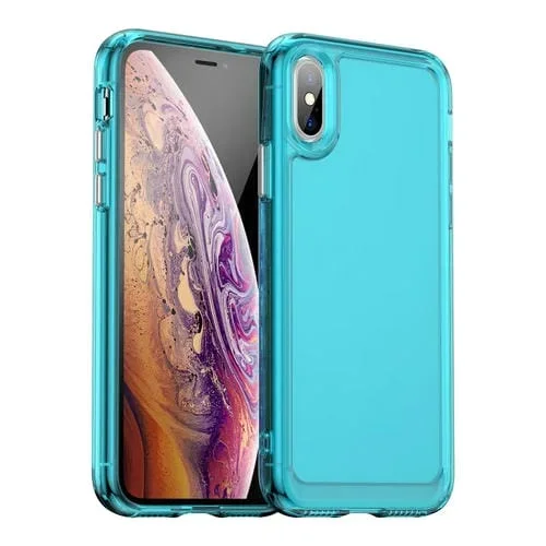 Funda TPU para iPhone X Xs Candy Series Protección Azul Transparente