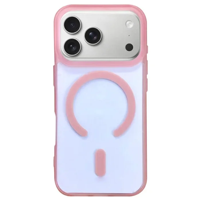 Funda transparente MagSafe de doble cara esmerilada para iPhone 17 Pro Max (rosa)