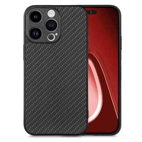 Funda Trasera iPhone 15 Pro Cuero Textura Fibra de Carbono (Negro)
