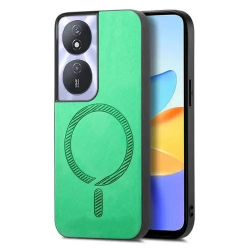 Funda Trasera Magnética de PU para Honor Play 50 Plus 5G con Magsafe (Verde)