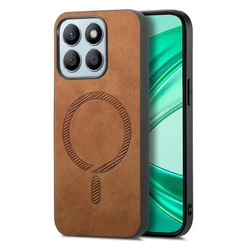 Funda Trasera Magnética de PU para Honor X8B Retro Magsafe (Marrón)