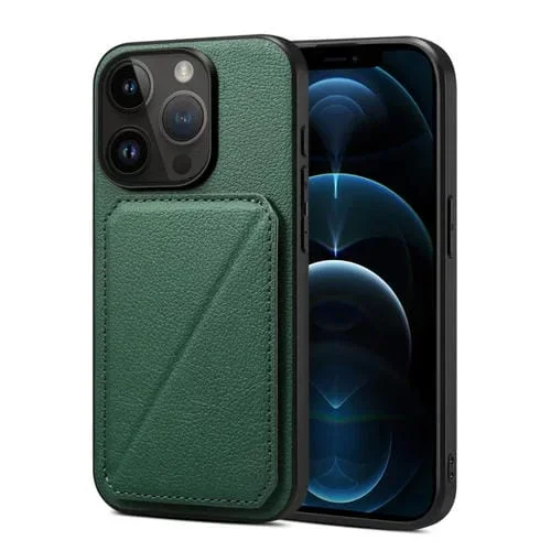Funda Trasera para iPhone 12 Pro Max piel de becerro de imitación con soporte (Verde)