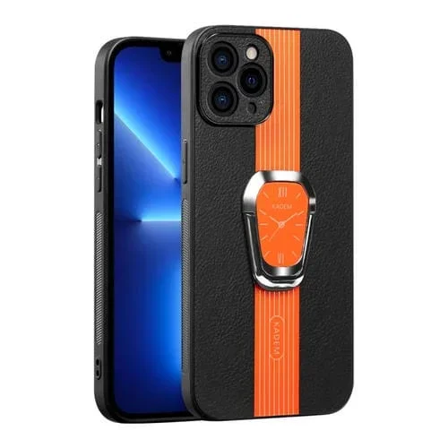 Funda Trasera para iPhone 13 Pro Cuero Litchi Magnética con Soporte (Naranja)