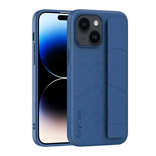 Funda Trasera para iPhone 15 Pro Skin Elastic Wrist Grip (Azul Marino)