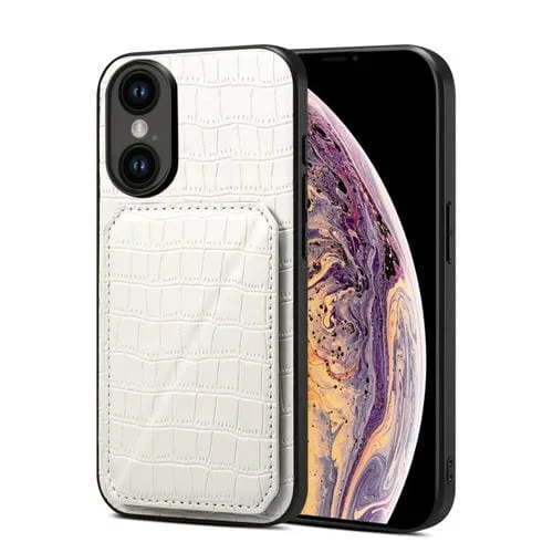 Funda Trasera para iPhone Xs Max de Piel de Cocodrilo de Imitación con Soporte (Blanco)