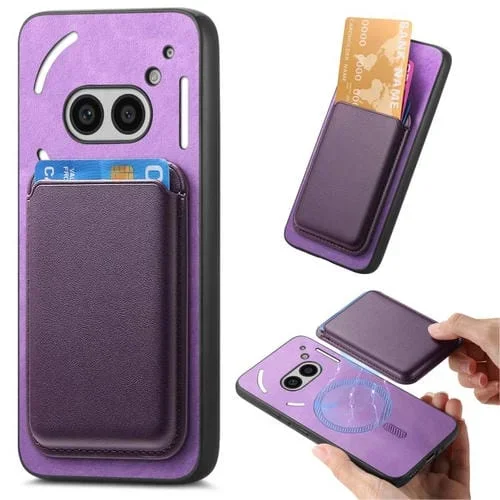Funda Trasera PU cmf Phone 1 Retro Magsafe Card Bag con Tarjetero (Morado)