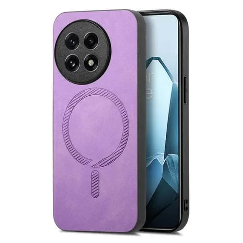 Funda Trasera PU Magsafe Retro para OnePlus Ace 5/5 Pro (Morado)