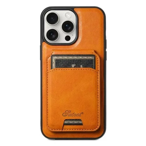 Funda Trasera Suteni H15 para iPhone 15 Pro con Magsafe y Billetera Desmontable de Cuero (Caqui)