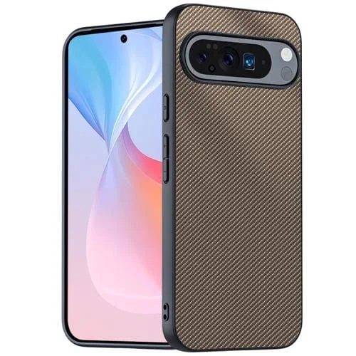 Funda ultrafina con textura de fibra de carbono para Google Pixel 10/10 Pro (dorada)