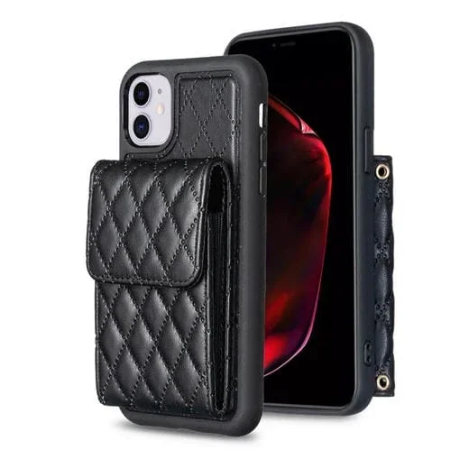 Funda Vertical Wallet Rhombic Leather para iPhone 11 (Negro)