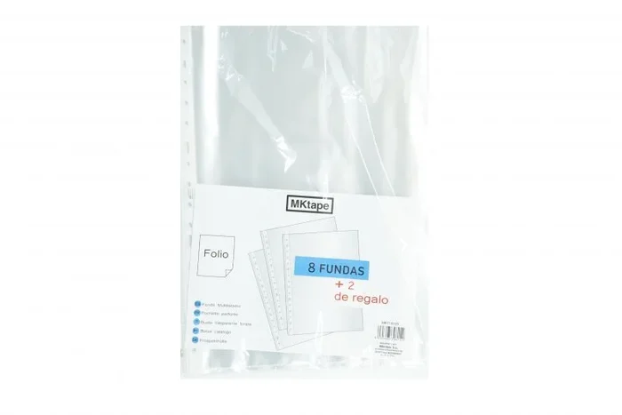 Fundas multitaladro folio 0,5 micras pack 8 + 2 gratis