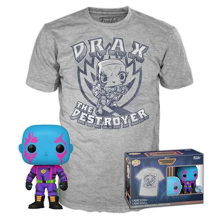 Funko Pop!&tee: Guardians of The Galaxy, Drax, Large, (L), Hot Christmas, Camiseta, Franela, Ropa con Figura de Vinilo Coleccionable, Idea de Regalo, Juguetes y Camiseta de Manga Corta