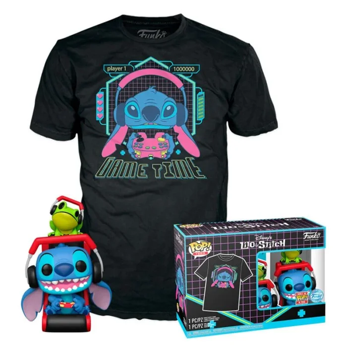 Funko Pop! & tee: L & S – Gmr Stitch with Frog with Frog – M – Lilo and Stitch – Camiseta, Franela – Ropa con Figura de Vinilo Coleccionable – Idea de Regalo – Juguetes y Camiseta de Manga Corta