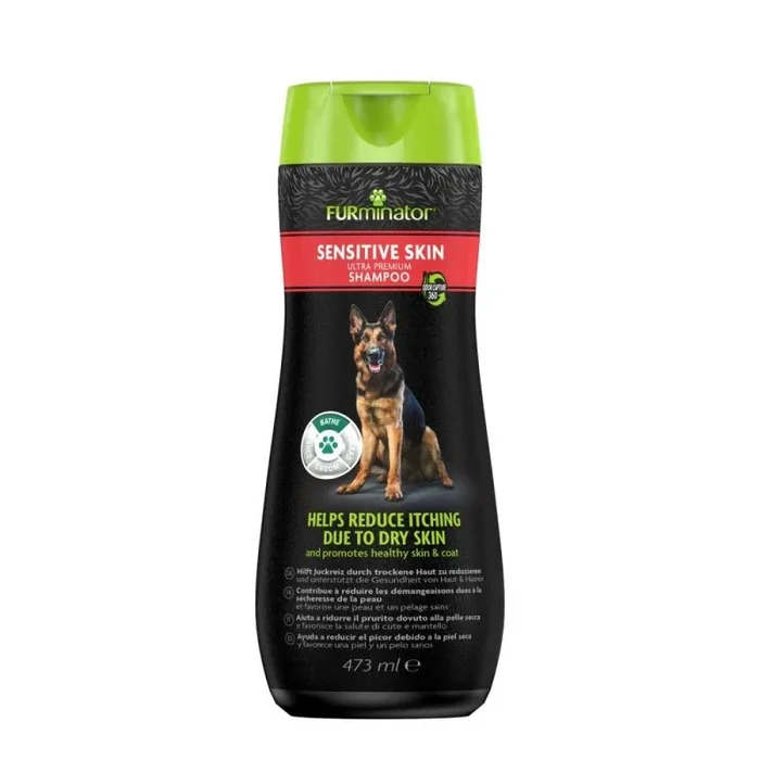 FURminator Sensitive Skin Champú Ultra Premium para perros con pieles sensibles, reduce el picor de la piel seca, 473ml