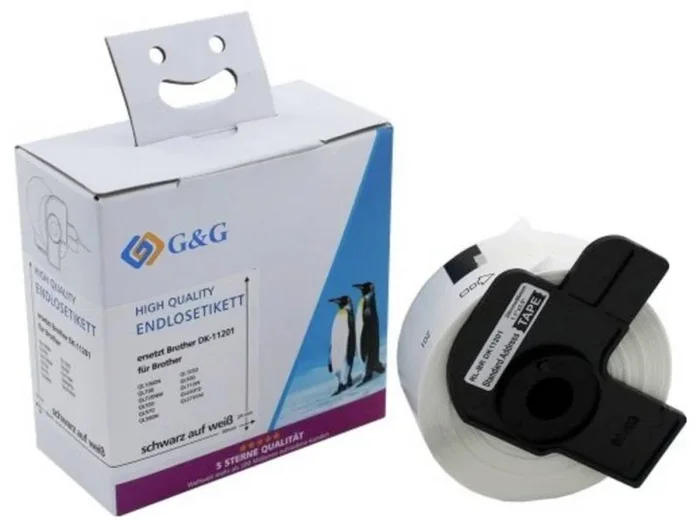 G&g etiketten 29mm x 90mm sw-ws komp. m. brother dk-11201