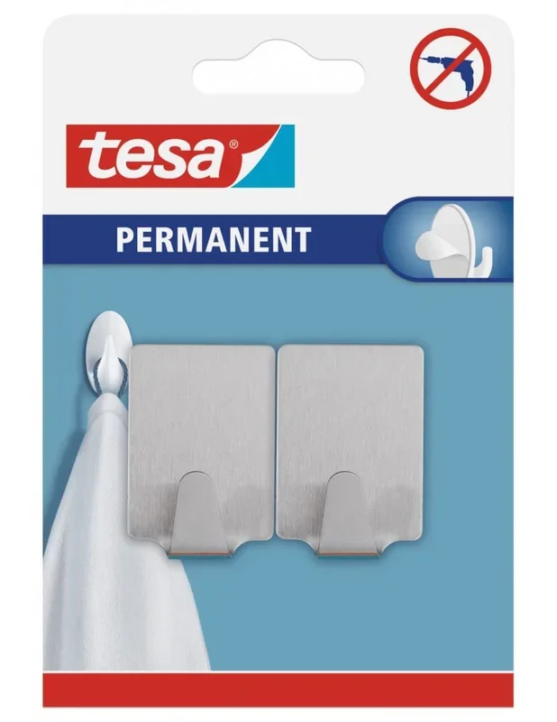 Gancho metálico permanente rectangular tesa, tamaño L