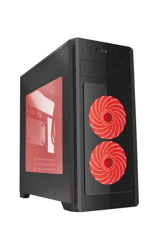 Gembird ATX case Fornax 1000R – red led fans, USB 3.0 Midi Tower Negro