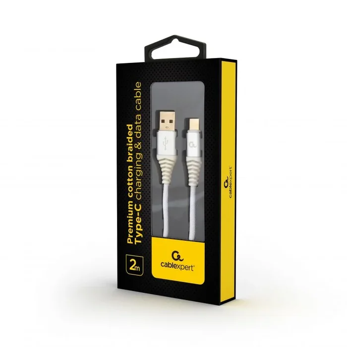 Gembird CC-USB2B-AMCM-2M-BW2 cable USB USB 2.0 USB A USB C Plata, Blanco