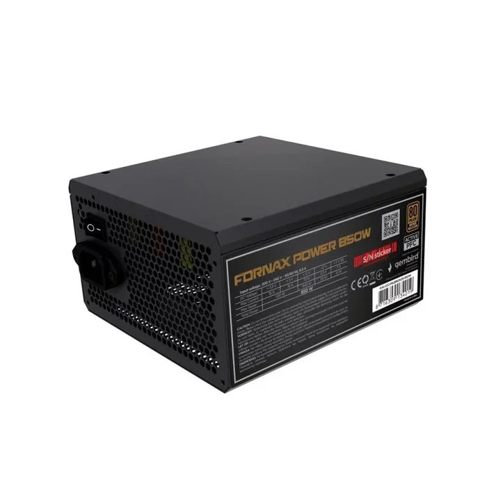 Gembird fuente de alimentación ccc-psubronze-850w fornax power 850w pfc activo ventilador de 12 cm caja color 80+bronce