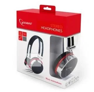Gembird MHP-903 auricular y casco Auriculares Alámbrico Diadema Música Negro, Rojo, Acero inoxidable