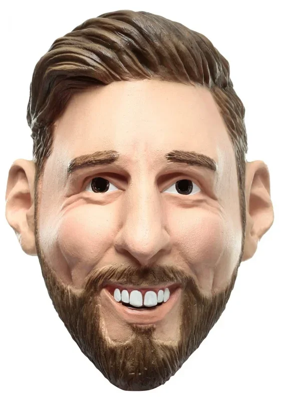 Ghoulish Productions – Máscara de Messi, Línea Personajes Famosos, Disfraz de Látex resistente, pintada a mano, Halloween, Desfile de Carnaval, Fiesta de Disfraces, Talla única adulto