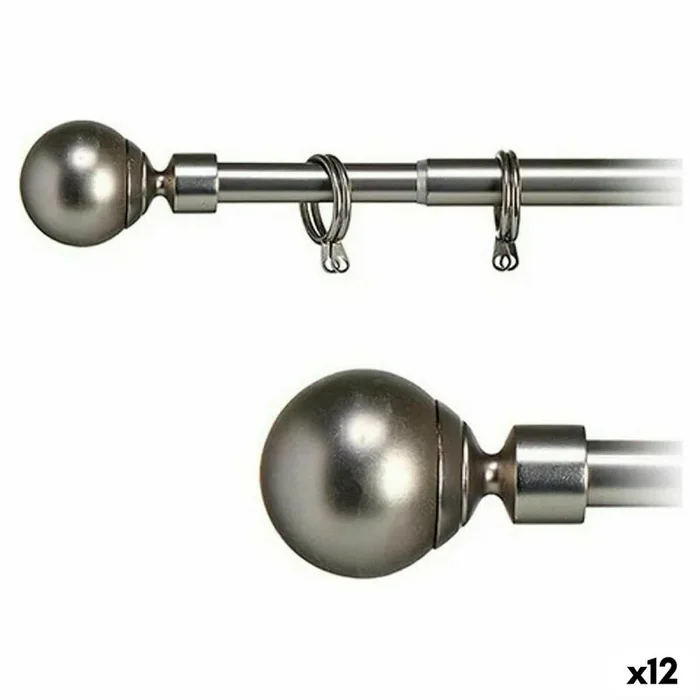 Gift Decor Barra para Cortinas Bola Extensible Plateado Hierro (5 x 181 x 5 cm) (12 Unidades)