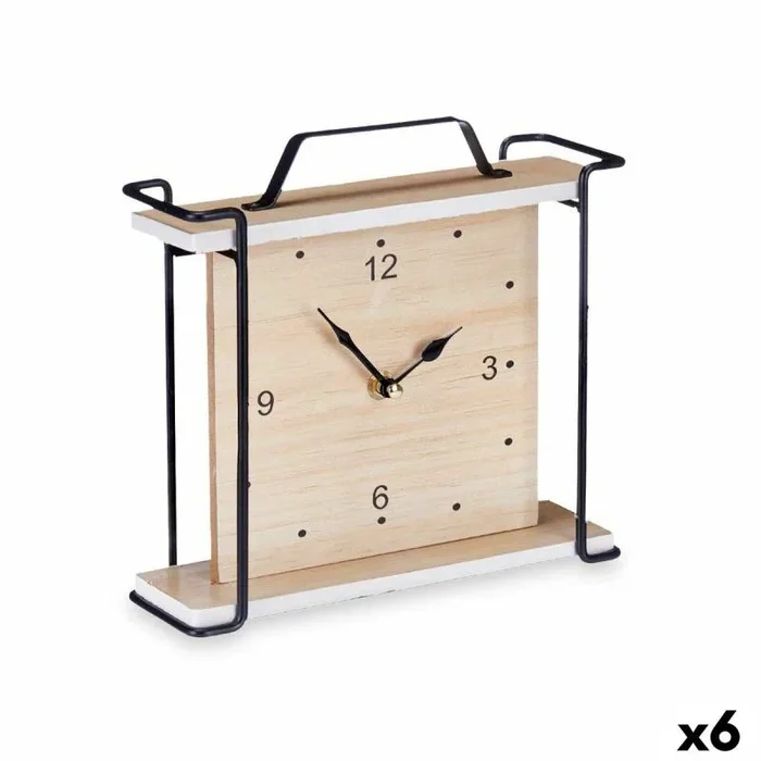 Gift Decor Reloj de Mesa Negro Metal Madera MDF 23 x 21 x 7 cm (6 Unidades)