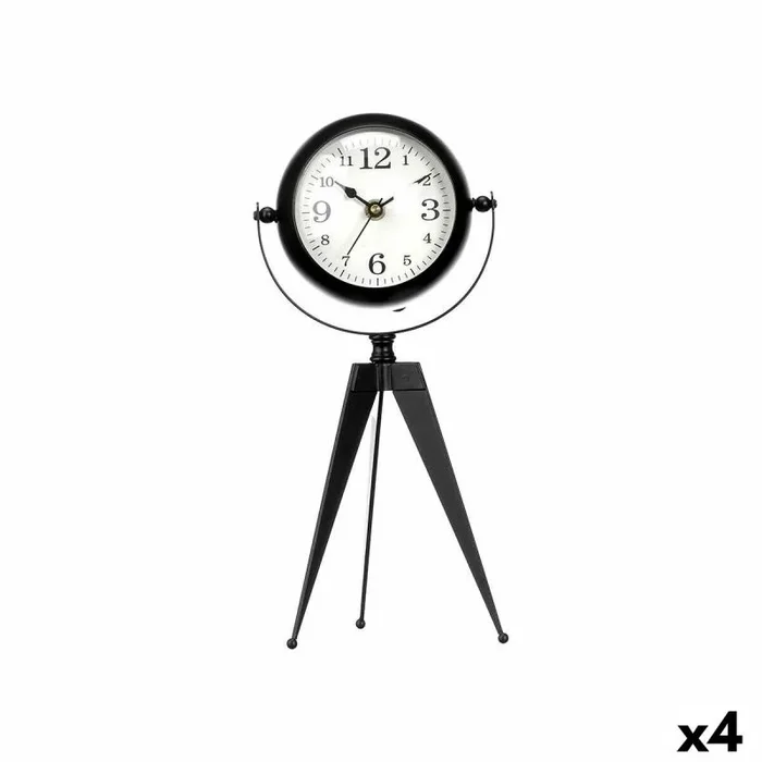 Gift Decor Reloj de Mesa Trípode Negro Metal 12 x 30 x 12 cm (4 Unidades)