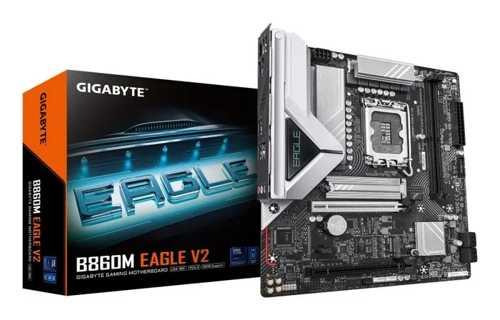 GIGABYTE B860M EAGLE V2 Placa base – Procesadores Intel Core Ultra Series, VRM de 6+1+2 fases, hasta 9066 MHz DDR5, 1x M.2 PCIe 5.0 + 1x M.2 PCIe 4.0, LAN 2.5 GbE, USB 3.2 Gen 1
