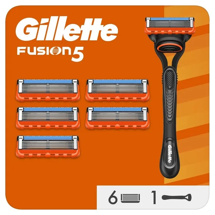 Gillette Fusion Gel de Afeitar Hombre para Pieles Sensibles Acción x 5 con Aceite de Almendras, Limipia, Hidrata y Protege, 200 ml