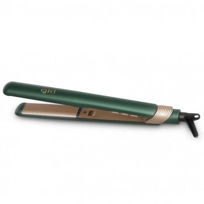 GKL – Plancha de pelo profesional con tecnología iónica y 5 niveles de temperatura – NATURE STYLER – Autoapagado y revestimiento especial de turmalina – 60W – Verde y Cobre