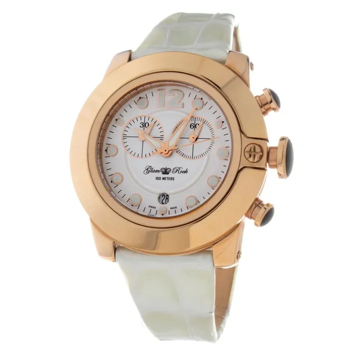 Glam Rock Reloj Mujer Analogico Cuarzo Ronda Swiss Made con Correa de Cuero GR32166NC