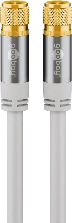 Goobay 70589 – Cable de satélite con Conector F en ángulo Recto para Receptor DVB-S (75 ohmios, módem por Internet) Recto 3m Blanco