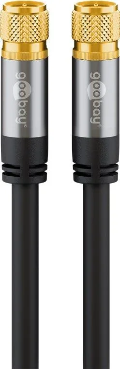 Goobay 70672 5 m cable con conector F de satélite para DVB-S receptor, 75 Ohm, kabelinternet Modem, Router Negro