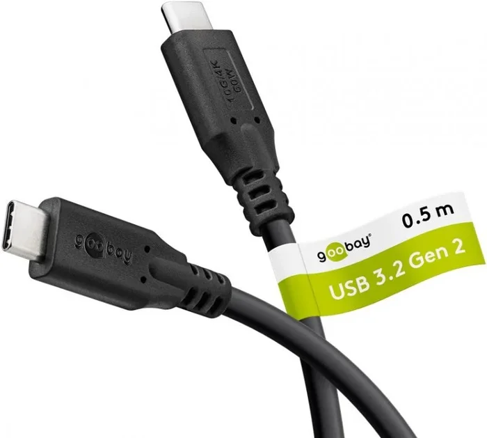 Goobay 74204 cable USB USB 3.2 Gen 1 (3.1 Gen 1) 0,5 m USB C Negro