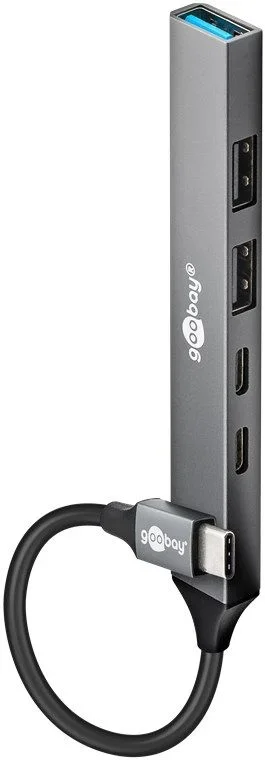Goobay 74460 hub de interfaz USB 3.2 Gen 1 (3.1 Gen 1) Type-C 5000 Mbit/s Gris claro