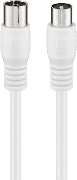 Goobay – Cable de Antena (Class A, 85 dB, 2 Conectores apantallados, 5 m, Conector coaxial Macho a Conector coaxial Hembra, apantallado), Color Blanco