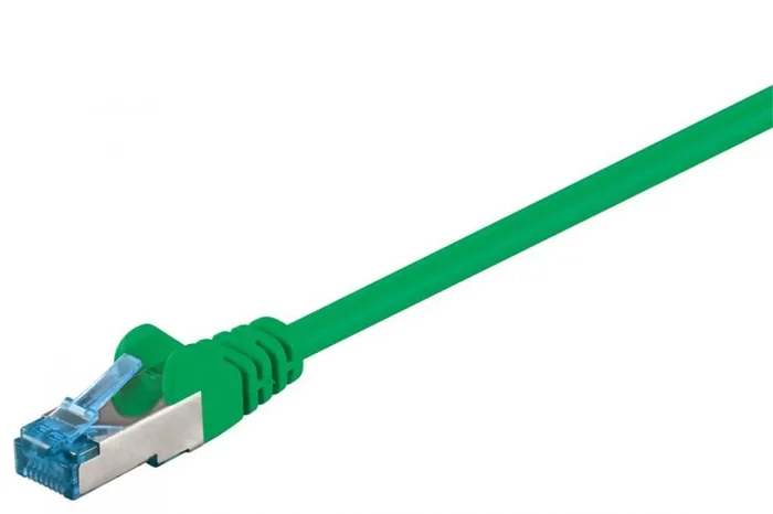 Goobay – Cable Patch Cat 6A S/FTP PiMF, Cable de Red 500 MHz, Cable LAN, Cable de Internet de Cobre Libre de halógenos, Conector RJ 45, Verde, 1m, 93681