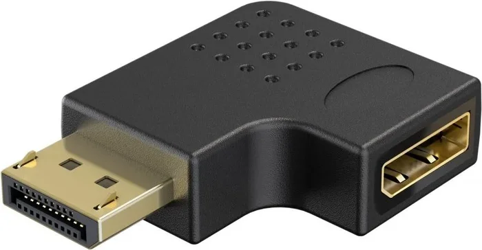 goobay Adaptador Angular DisplayPort 90 Grados a la Izquierda, 8K 144Hz, 4K 240Hz, DP 2.1, Conector Gaming a zócalo para PC, Monitor, Tarjeta gráfica – 77132