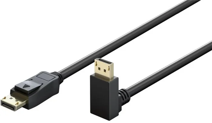 goobay Cable DisplayPort 2.0/2.1, 5 Metros con conector en ángulo de 90° – 8K a 144 Hz, 4K a 240 Hz, 54 Gbit/s, HDR, UHBR13.5, G-Sync/FreeSync, Daisy-Chaining, Audio HD –Negro, 77128