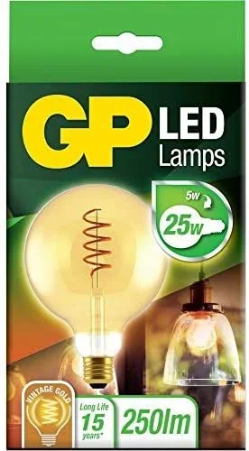 GP Lighting Filament SpiralFlame E27 G125 5W (25W) 250lm GP085195 marca GP BATTERIES