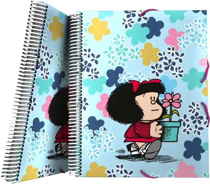 Grafoplás – Carpeta Fundas Plástico A4, Tapas Flexibles, Espiral PVC, 30 Forros de Polipropileno, Mafalda Lively, Maxiplás, Perfecto Material Escolar