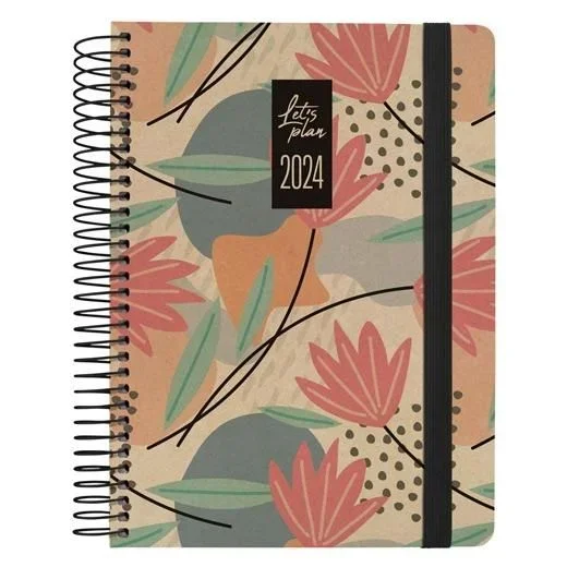 Grafoplas agenda anual nature design espiral d/p 15x21cm cierre c/goma 2024 flores