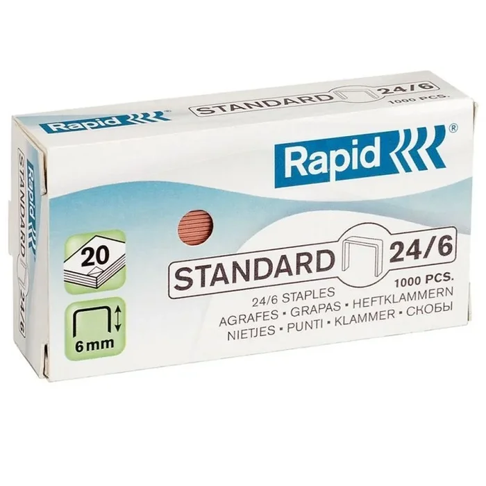 GRAPAS RAPID 1000 UNIDADES 24/6 COBREADAS – ESSELTE