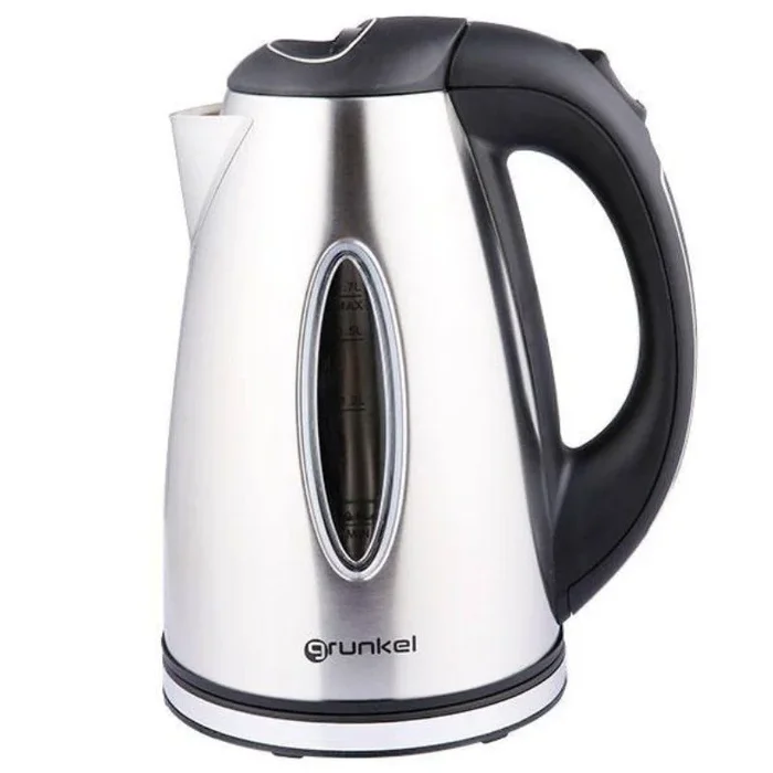 Grunkel – Hervidor de Agua eléctrico de 1,7L – HV-16GX – Con Indicador de Acabado. Potencia para Rápida Ebullición de Alta Velocidad, incluye un Filtro en boca. Libre de BPA – 1.7 Litros