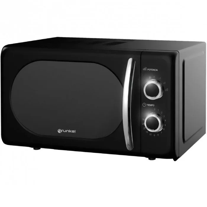 Grunkel – Microondas de 20L de capacidad MW-20 con diseño vintage y 5 niveles de potencia – Función de descongelación y temporizador – 700W (Negro)