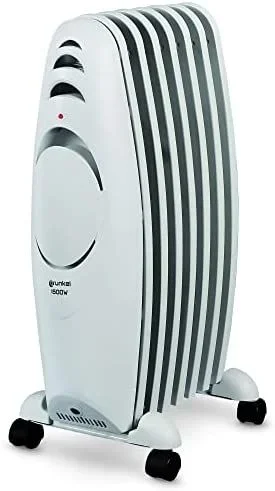 Grunkel – Radiador eléctrico de Aceite bajo consumo RAC-7EFIHEAT – 3 niveles de calor, 7 Elementos Calefactores y 1500W de potencia. portátil con ruedas y fácil de utilizar con termostato regulable
