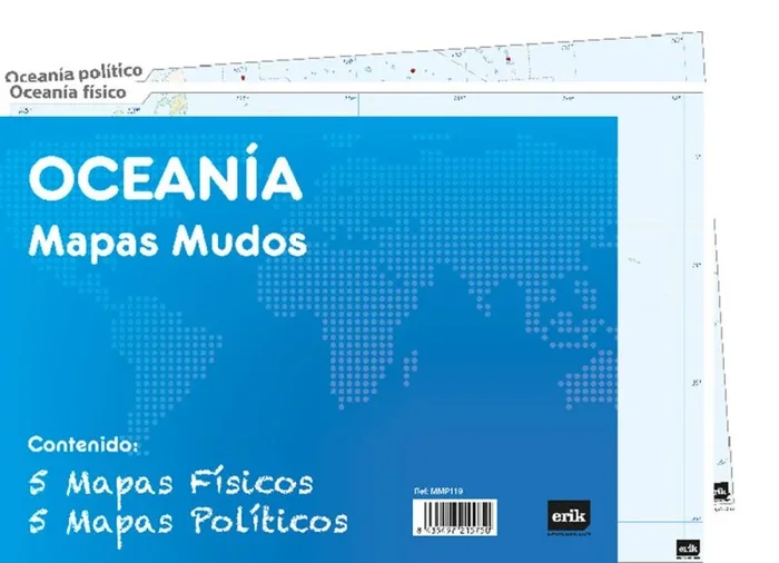 Grupo Erik – Pack 10 mapas mudos ES Oceanía (política, física) MMP119